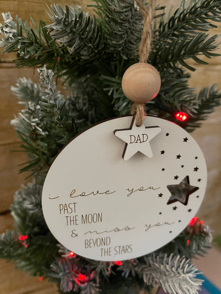 I love you past the moon personalized ornament
