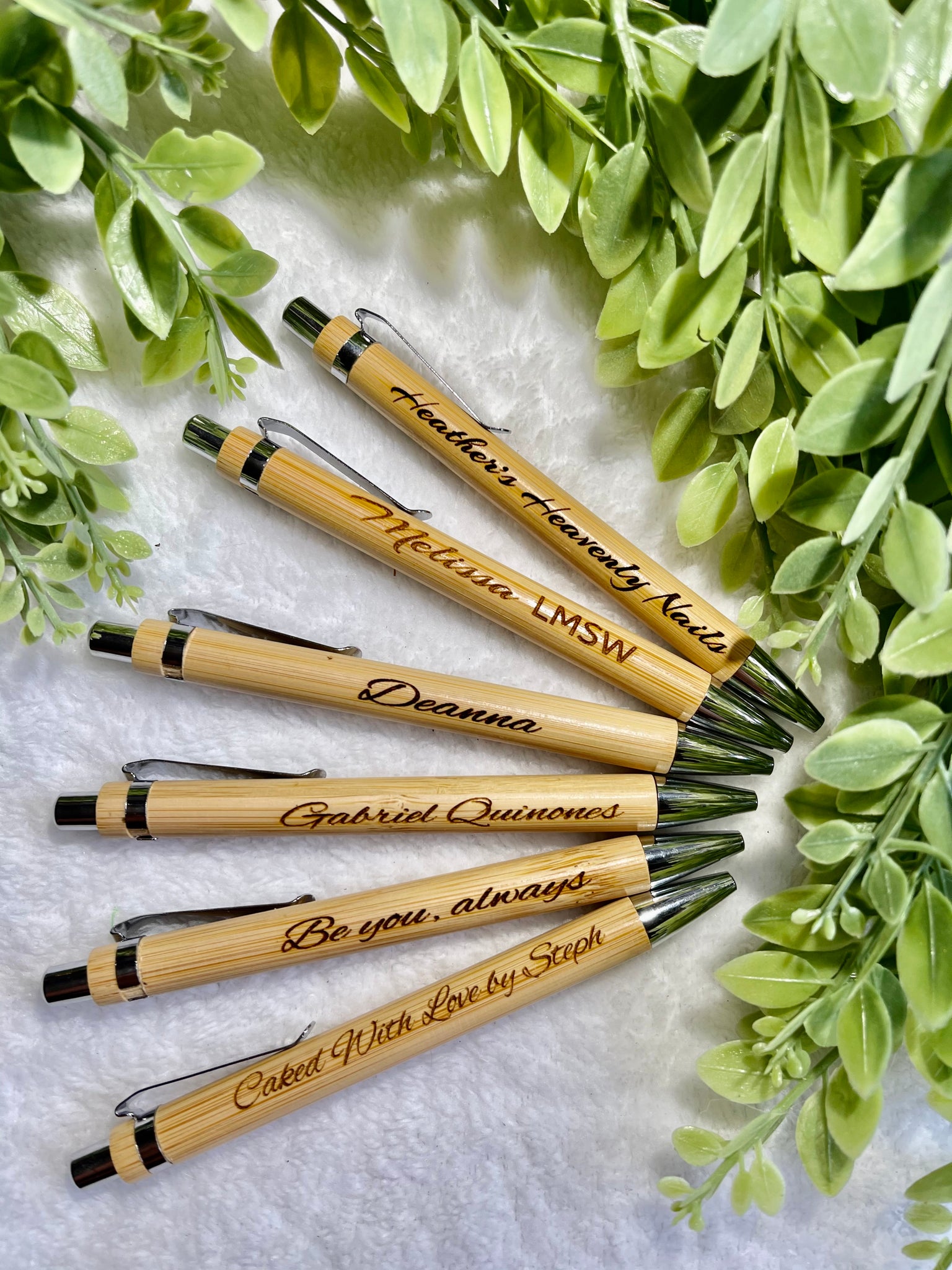 Engraved wooden pens