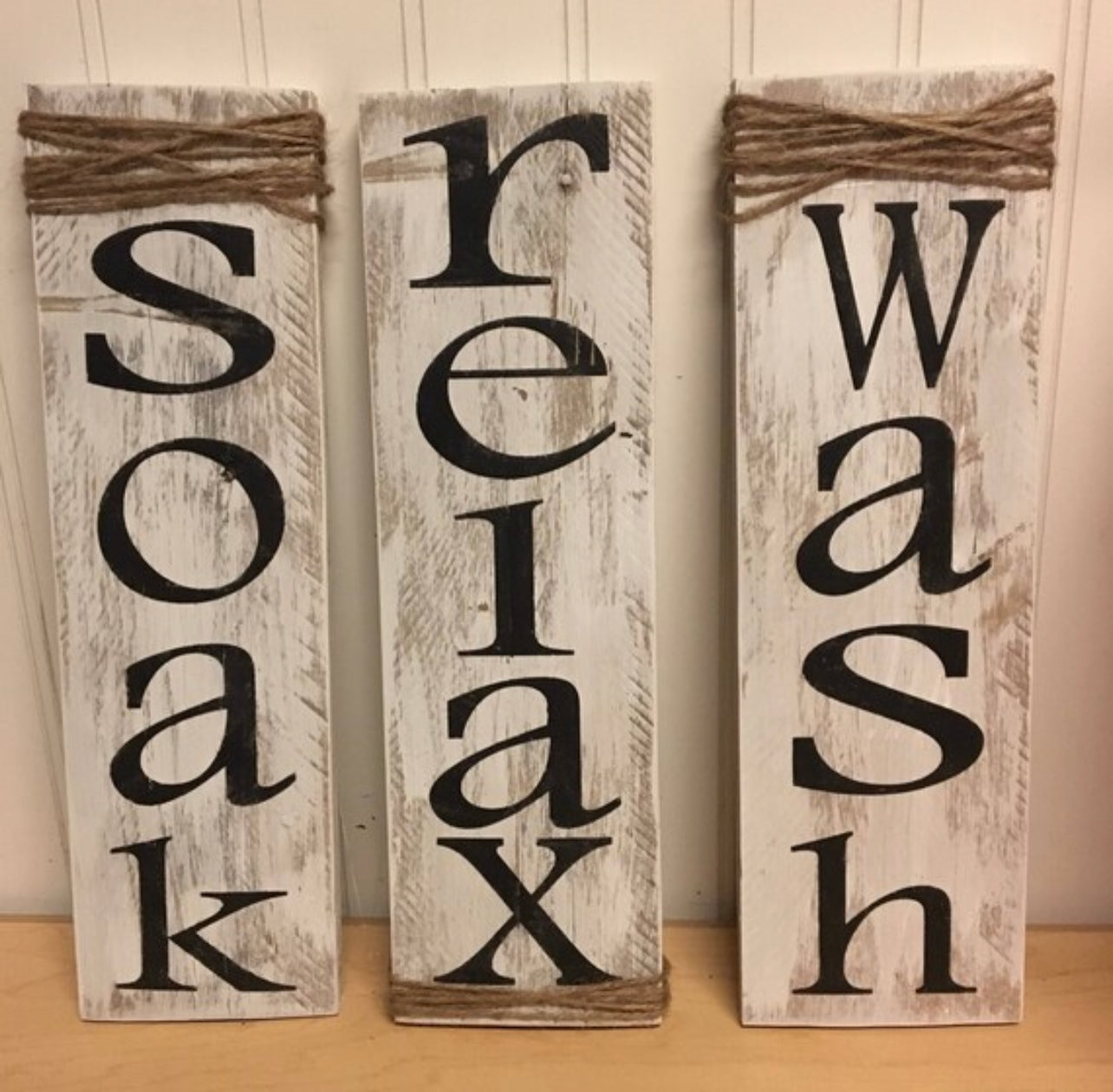 Wash soak relax signs