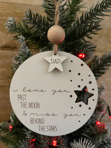 I love you past the moon personalized ornament