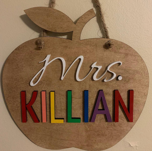 Personalized teacher door hanger