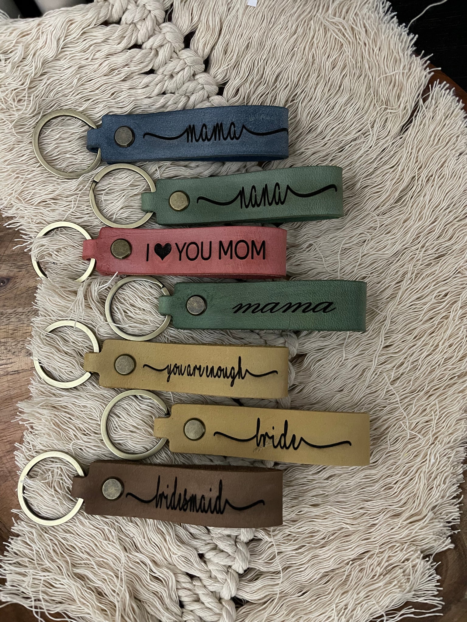 Leather personalized keychain