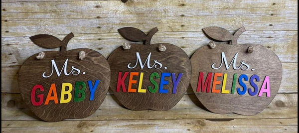 Personalized teacher door hanger